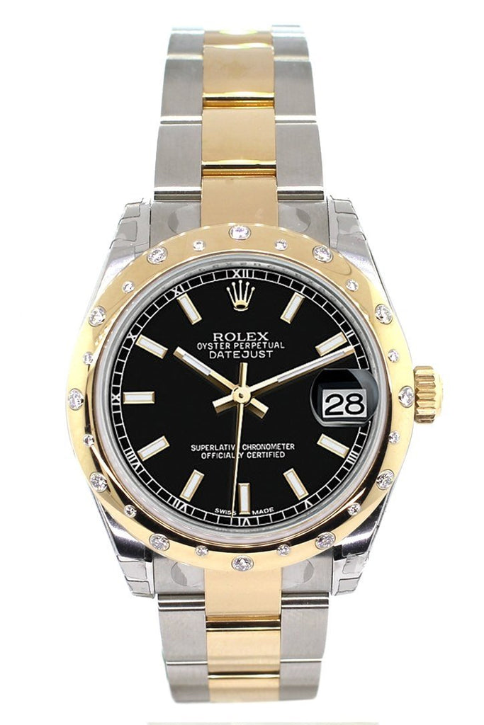 Rolex Datejust 31 Black Dial Diamond Bezel 18K Gold Two Tone Ladies 178343 Watch
