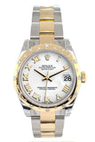 Rolex Datejust 31 White Roman Dial Diamond Bezel 18K Gold Two Tone Ladies 178343 Watch