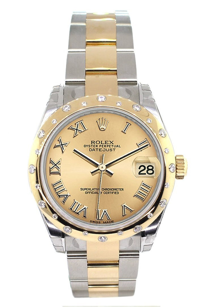 Rolex Datejust 31 Champagne Roman Dial Diamond Bezel 18K Gold Two Tone Ladies 178343 Watch