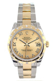 Rolex Datejust 31 Champagne Roman Dial Diamond Bezel 18K Gold Two Tone Ladies 178343 Watch