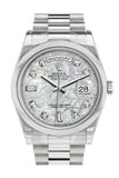 Rolex Day Date 36 White Mother Of Pearl Set With Diamonds Dial President Mens Watch 118206