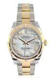 Rolex Datejust 31 Mother Of Pearl Roman Dial Diamond Bezel 18K Gold Two Tone Ladies 178343 Watch