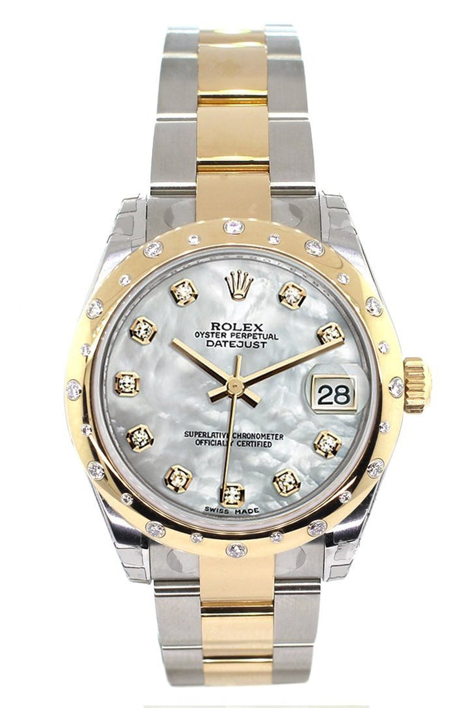 Rolex Datejust 31 Mother Of Pearl Diamonds Dial Diamond Bezel 18K Gold Two Tone Ladies 178343 Watch