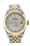 Rolex Datejust 28 Silver Diamond Dial Fluted Yellow Gold Two Tone Jubilee Ladies Watch 279173 / None