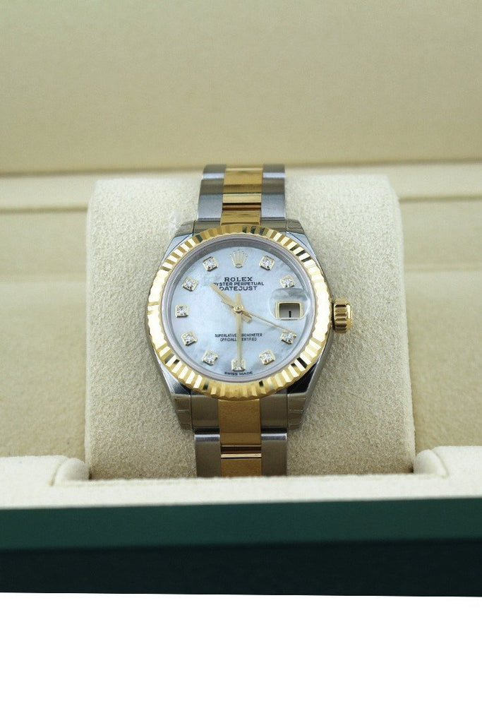 Rolex Datejust 28 Mother Of Pearl 9 Diamonds Set In Star Dial Fluted Yellow Gold Two Tone Ladies