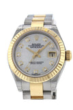 Rolex Datejust 28 Mother of Pearl 9 diamonds set in star Dial Fluted Yellow Gold Two Tone Ladies Watch 279173 NP