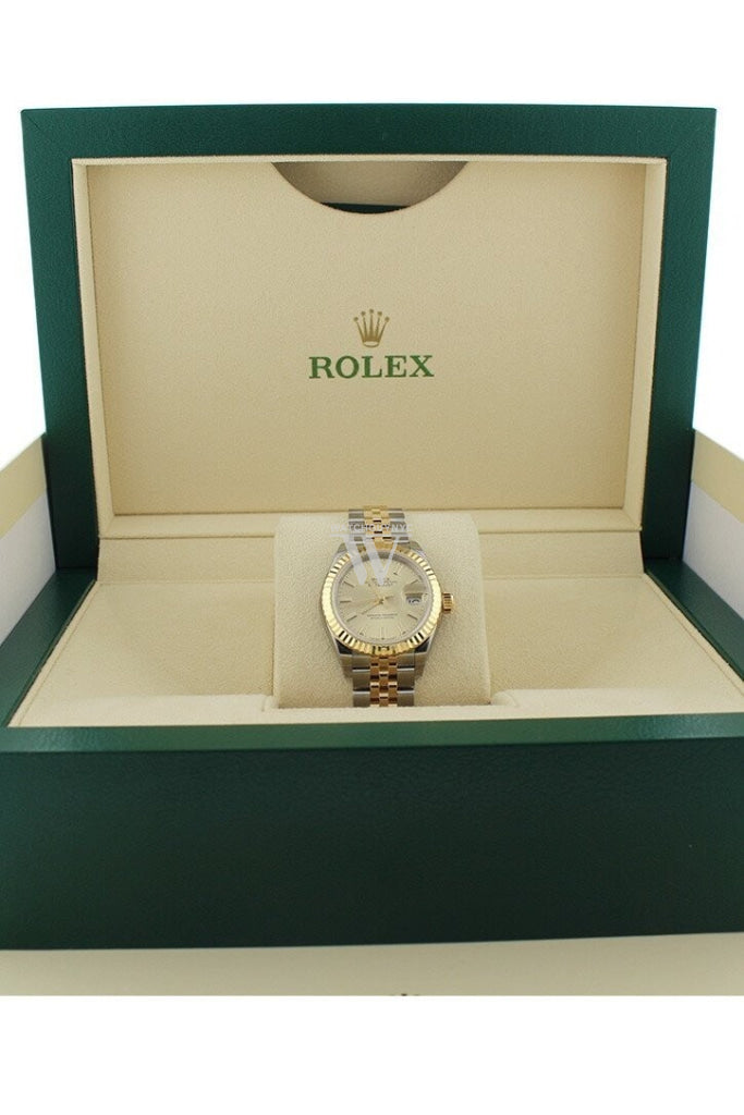 Rolex Datejust 28 Champagne Dial Fluted Yellow Gold Two Tone Jubilee Ladies Watch 279173