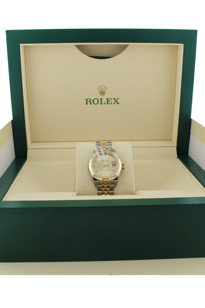 Rolex Datejust 28 Champagne Dial Fluted Yellow Gold Two Tone Jubilee Ladies Watch 279173