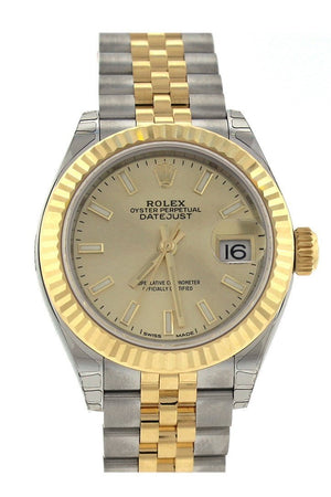 Rolex Datejust 28 Champagne Dial Fluted Yellow Gold Two Tone Jubilee Ladies Watch 279173 / None