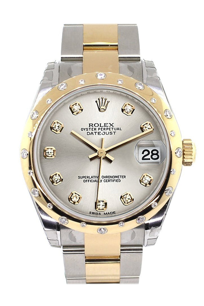 Rolex Datejust 31 Silver Diamond Dial Bezel 18K Gold Two Tone Ladies 178343 / None Watch