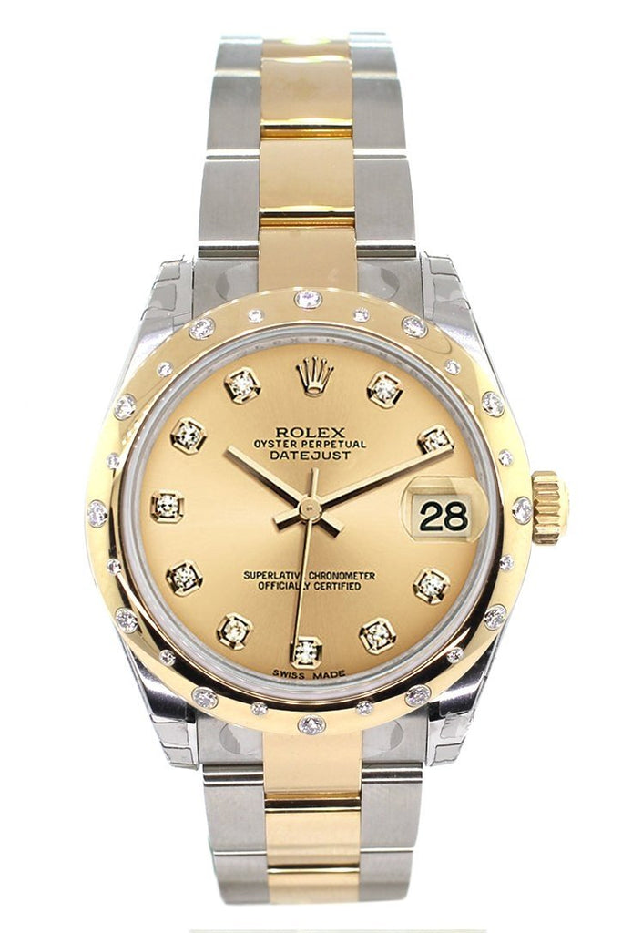Rolex Datejust 31 Champagne Diamond Dial Bezel 18K Gold Two Tone Ladies 178343 Watch