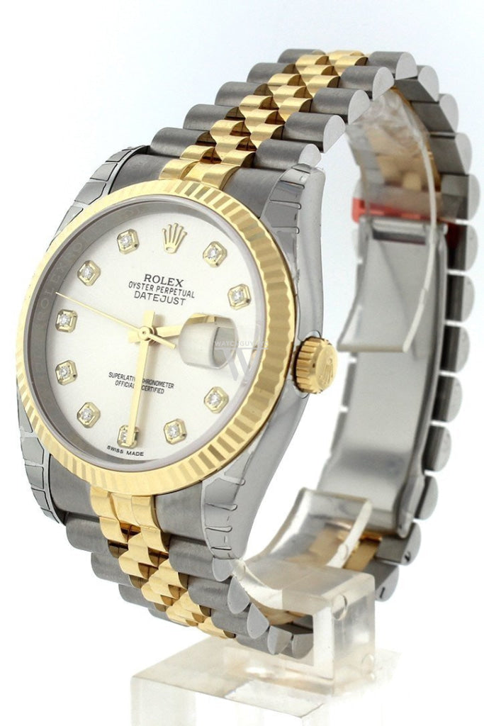 Rolex 116233 Datejust 36 Silver 10 Diamonds 18K Gold WatchGuyNYC New York Silver Appraisal 120