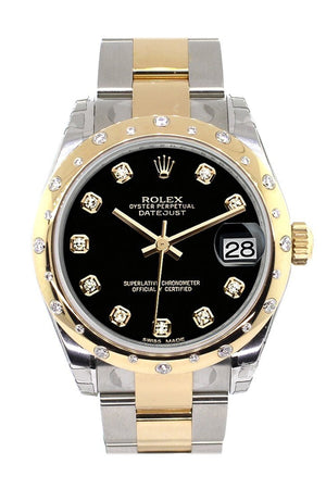 Rolex Datejust 31 Black Diamond Dial Bezel 18K Gold Two Tone Ladies 178343 / None Watch