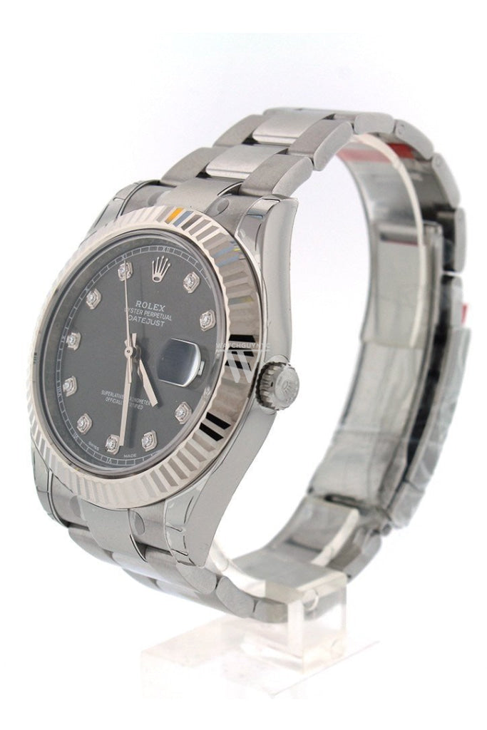 Rolex Datejust Ii 41 Rhodium Diamond Dial Mens Watch 116334