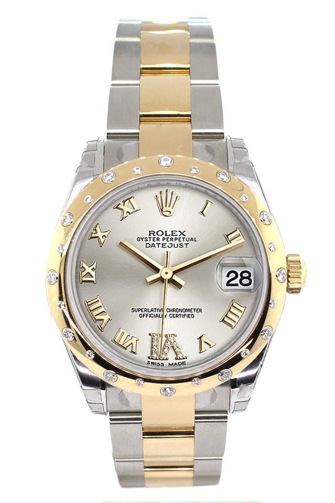 Rolex Datejust 31 Silver Roman Large Vi Diamond Dial Bezel 18K Gold Two Tone Ladies 178343 Watch