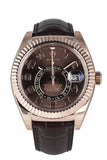 Rolex Sky-Dweller 42 Chocolate Arab Dial 18K Rose Gold Mens Watch 326135