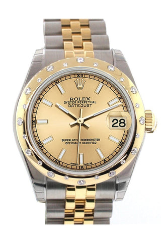 Rolex Datejust 31 Champagne Dial Diamond Bezel 18K Gold Two Tone Jubilee Ladies Watch 178343 / None