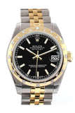 Rolex Datejust 31 Black Dial Diamond Bezel 18K Gold Two Tone Jubilee Ladies 178343 / None Watch