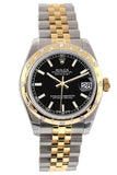 Rolex Datejust 31 Black Dial Diamond Bezel 18K Gold Two Tone Jubilee Ladies 178343 Watch