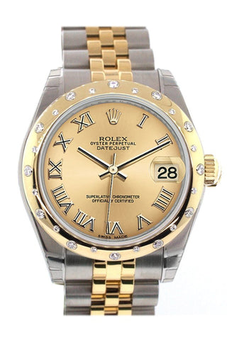 Rolex Datejust 31 Champagne Roman Dial Diamond Bezel 18K Gold Two Tone Jubileeladies 178343 / None