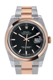 Rolex Datejust 36 Black Dial Steel and 18k Rose Gold Oyster Watch 116201
