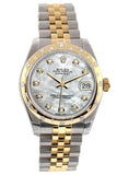 Rolex Datejust 31 Mother Of Pearl Diamonds Dial Diamond Bezel 18K Gold Two Tone Jubilee Ladies