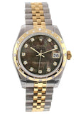 Rolex Datejust 31 Black Mother Of Pearl Diamonds Dial Diamond Bezel 18K Gold Two Tone Jubilee Ladies