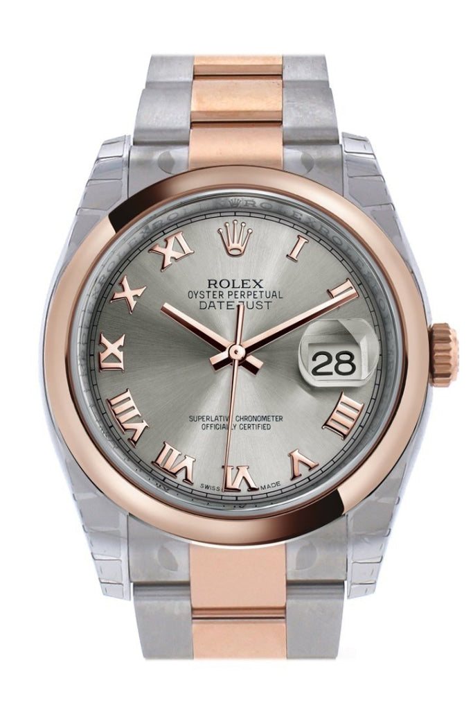 Rolex Datejust 36 Steel Roman Dialsteel And 18K Rose Gold Oyster Watch 116201 / None