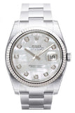 Rolex Datejust 36 White Mother of Pearl Diamond Dial Steel and 18k Gold Ladies Watch 116234