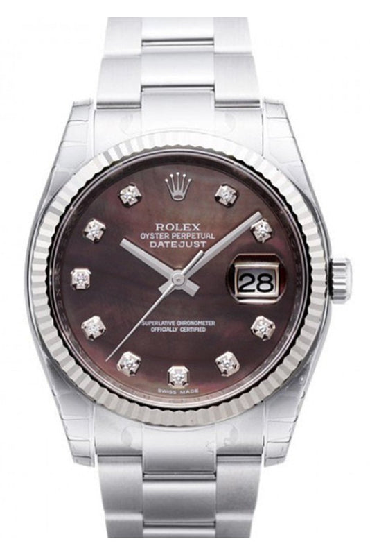 Rolex black mother top of pearl dial