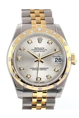 Rolex Datejust 31 Silver Diamond Dial Bezel 18K Gold Two Tone Jubilee Ladies 178343 / None Watch