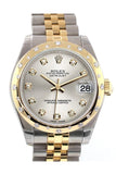 Rolex Datejust 31 Silver Diamond Dial Diamond Bezel 18K Gold Two Tone Jubilee Ladies 178343