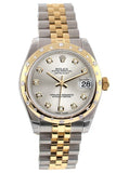 Rolex Datejust 31 Silver Diamond Dial Bezel 18K Gold Two Tone Jubilee Ladies 178343 Watch
