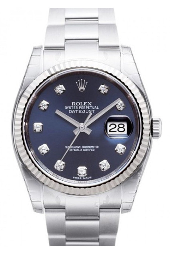 Rolex Datejust 36 Blue Diamond Dial Steel And 18K Gold Mens Watch 116234