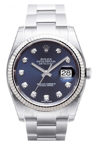 Rolex Datejust 36 Blue Diamond Dial Steel And 18K Gold Mens Watch 116234
