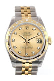 Rolex Datejust 31 Champagne Diamond Dial Diamond Bezel 18K Gold Two Tone Jubilee Ladies 178343