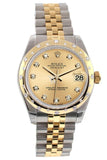 Rolex Datejust 31 Champagne Diamond Dial Bezel 18K Gold Two Tone Jubilee Ladies 178343 Watch