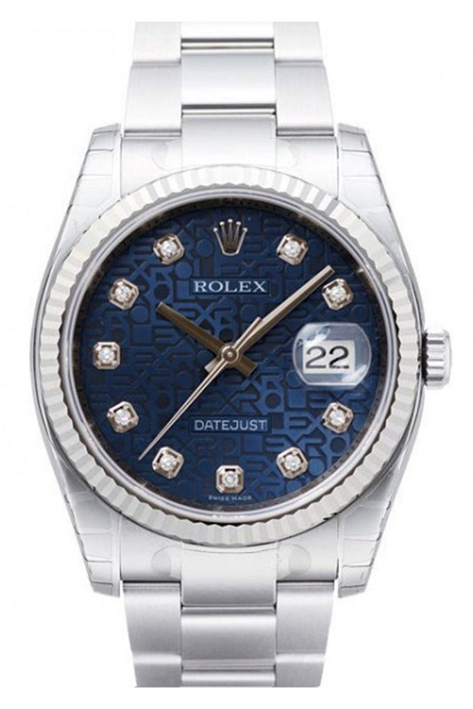 Rolex Datejust 36 Blue Jubilee Diamond Dial Steel And 18K Gold Mens Watch 116234