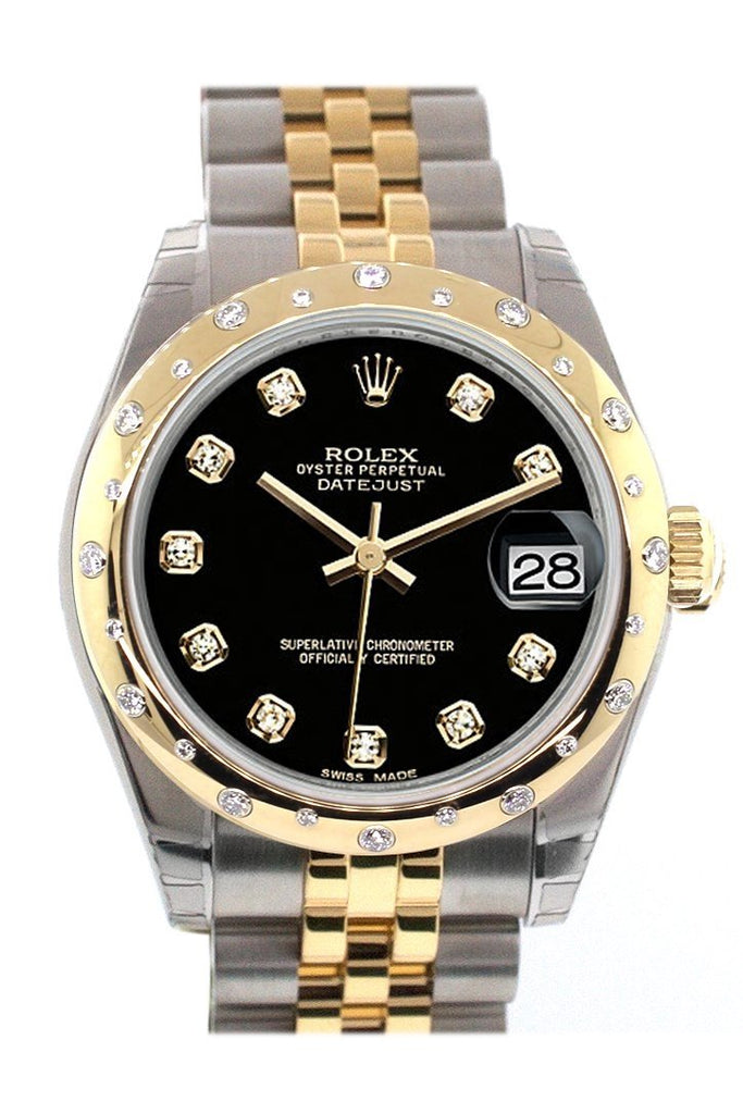 Rolex Datejust 31 Black Diamond Dial Bezel 18K Gold Two Tone Jubilee Ladies 178343 / None Watch