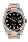 Rolex Datejust 36 Black set with diamonds DialSteel and 18k Rose Gold Oyster Watch 116201
