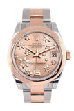 Rolex Datejust 31 Pink Raised Floral Motif Dial 18K Rose Gold Two Tone Ladies Watch 178241
