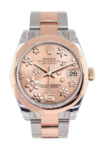 Rolex 178241 Datejust 31 Pink Raised Floral Motif Dial Ladies WatchGuyNYC