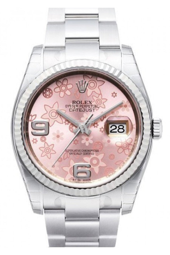 ROLEX 116234 Datejust 36 Pink Floral Diamond Mens Ladies Watch WatchGuyNYC