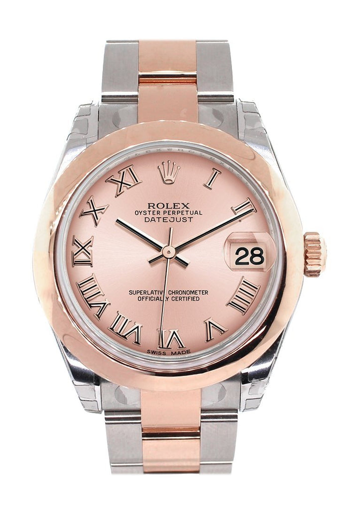 Rolex Datejust 31 Pink Roman Dial Dome Set With Diamonds Bezel Ladies Watch 178344 / None