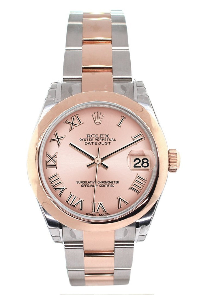 Rolex Datejust 31 Pink Roman Dial Dome Set With Diamonds Bezel Ladies Watch 178344