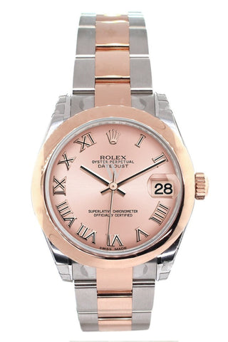 Rolex Datejust 31 Pink Roman Dial Dome Set With Diamonds Bezel Ladies Watch 178344