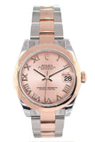 Rolex Datejust 31 Pink Roman Dial Dome Set With Diamonds Bezel Ladies Watch 178344