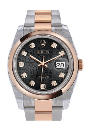 Rolex Datejust 36 Black Jubilee Design Set With Diamonds Dial Steel And 18K Rose Gold Oyster Watch