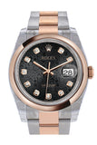 Rolex Datejust 36 Black Jubilee design set with diamonds Dial Steel and 18k Rose Gold Oyster Watch 116201