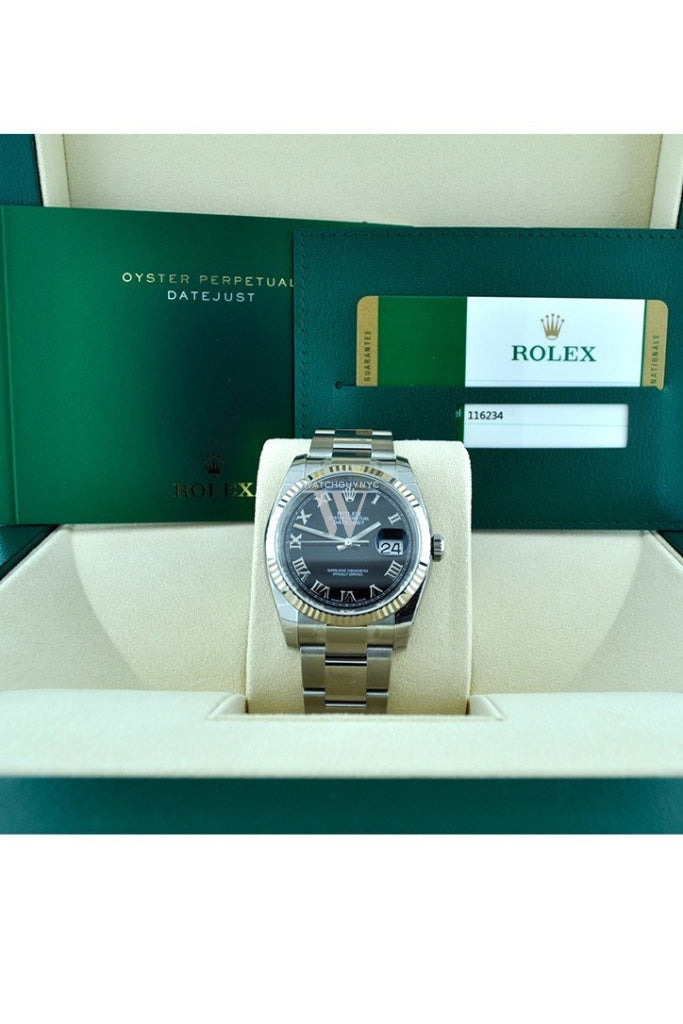 Rolex Datejust 36 Black Roman Dial Steel And 18K Gold Unisex Watch 116234